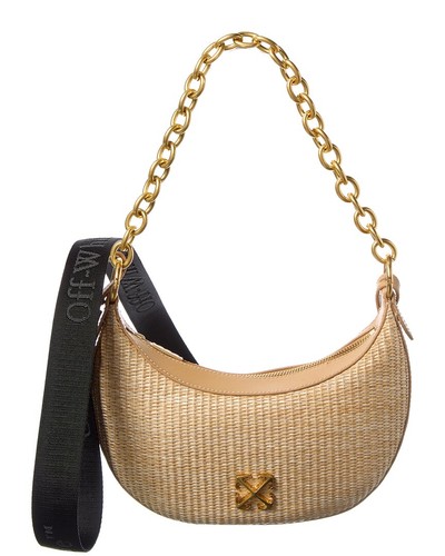 Off-White&trade; Hemisphere Straw & Leather Shoulder Bag Women's Brown
