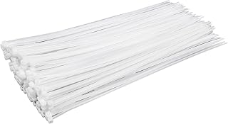 White Zip Ties 14 inch (100 Pack), Clear, 50 lb, UV Resistant Cable Ties for Outdoor Use, LOCKLOCK