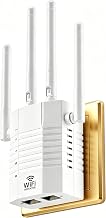 WiFi Extender 1200Mbps Dual Band with 4 Directional Antennas, WiFi Booster Up to 12880 Sq.ft, WiFi Extenders Signal Booster for Home Supporting 105 Devices with 2 Ethernet Ports,Easy Set Up