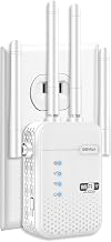 WiFi Extender Signal Booster,1200Mbps Dual Band 2.4G & 5G 4 High-Gain Antennas,Covers 15000 Sq.Ft Whole Home WiFi Repeater,90+ Devices for Gaming & Streaming (White)