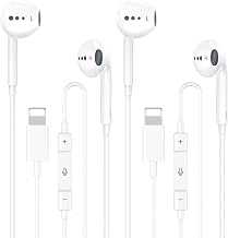 Wired Headphones for iPhone Earbuds with Lightning Connector,2 Packs Built-in Mic & Volume Control HiFi Stereo Nosie Reduction Earphones Compatible with iPhone 14/13/12/11/XR/XS/X/8/7 Support All iOS