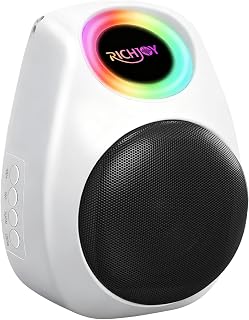 Wireless Bluetooth Speaker TWS Dual Pairing Portable Speaker with Colorful Lights BT5.3,Support TF Card,MP3 Player,AUX Input,4000mAh Long Battery Life for Home Garden Camping (White)