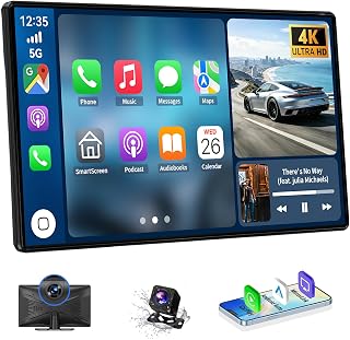 Wireless Carplay 11.3" A pple Carplay Screen for Car with 4K Dash Cam 1080P Backup Camera, Car Stereo for Carplay & Android Auto GPS Navigation/Bluetooth/Mirror Link/Voice Control/AUX/FM/Siri