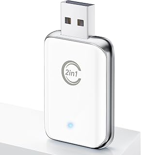 Wireless CarPlay Adapter for iPhone, Convert Wired Car Play to Wireless, 2 in 1 Plug and Play Android Auto and Carplay for Cars with Built-in CarPlay, Support iOS 10 Android 11 and Above (Silver)