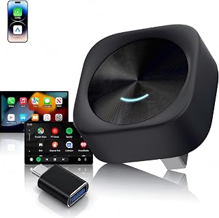 Wireless CarPlay & Android Auto Adapter with YouTube/Netflix | 3-in-1 Magic AI Box Enjoy Video & Music Apps, Dual WiFi, Navigation, AI Voice, Plug & Play for Factory Wired CarPlay