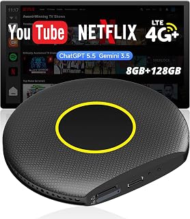 Wireless CarPlay&Android Auto Adapter Magic AI Box with 4G LTE | 8GB+128GB, GPS, Android 13 OS, Gemini 3.5, Compatible with Wired Factory CarPlay&Android Auto, Support for YouTube/Netflix