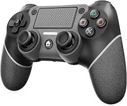 Wireless Controller Compatible with PS4/Pro/Slim, Black ps4 controller with Dual Vibration, 1000mAh Battery, 6-Axis Motion Sensor, Built-in Speaker & 3.5mm Headphone Jack, Charging Cable (Black)