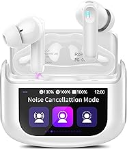 Wireless Earbuds, AI Translation Earbuds Real Time Touch Screen, IvoryWhite | 5 EQ Modes, 48H AI Ear Buds with ANC Noise Cancelling/Transparency Mode, IPX7 Waterproof, 164 Language/7 Translation Modes