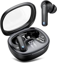 Wireless Earbuds Bluetooth 5.4 in Ear Earbuds HiFi Stereo Headphones, Black | 4 ENC Noise Cancelling Mic, 45H, LED Display, IP7 Waterproof Ear Buds for Android/iOS, Earphones for Phone Sports