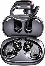 Wireless Earbuds Bluetooth Headphones, 54H Playtime Stereo Over Ear Buds with ENC Noise Cancelling, LED Power Display, IPX7 Waterproof Sport Earphones with Earhooks for Running/Workouts (Black)