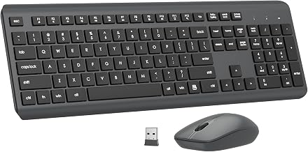 Wireless Keyboard and Mouse Combo, Full Size Silent Ultra Thin Keyboard with Magnetic Wrist Rest, Optical Mouse, 2.4G Lag-Free Cordless Mice Keyboard Set for Computer, Mac, Laptop, PC, Windows