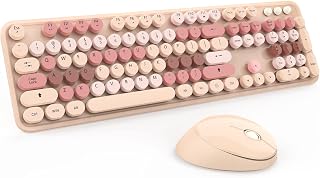 Wireless Keyboard and Mouse Cute Retro Typewriter for PC | Full Size With Number Pad & Mouse,Compatible With All Windows,Ideal For Windows,1600DPI,Computer, PC, Notebook, Laptop