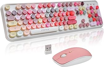 Wireless Keyboard and Mouse Sets,Reliable 2.4 GHz Connectivity for PC,Laptop,Smart TV and More (White Colorful)