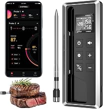 Wireless Meat Thermometer with Smart APP Control | 800ft Bluetooth Grill Food Thermometer, 0.19In Ultra Thin Probe, &plusmn;0.5℉ Accuracy, Digital Backlit Screen for BBQ, Oven, Smoker