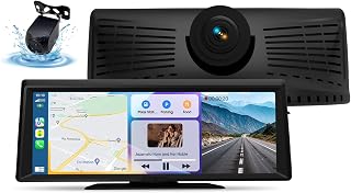 Wireless Portable with Apple CarPlay Screen,8.1" Touch Screen Car Stereo with 2K Dash Cam/Car Play & Android Auto,1080P Backup Camera,GPS Navigation,Voice Control,Loop Recording,with Mirror Link