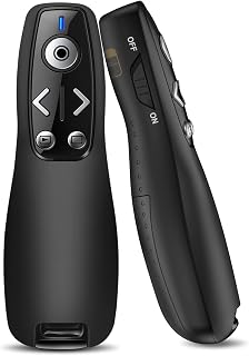 Wireless Presenter Clicker with Digital Pointer for TV/LED/LCD, Spotlight, Magnifier, Annotation, Software Preloaded on 4GB USB Drive, Page Up/Down & Volume Control, Compatible with Windows/Mac