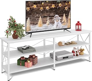 WLIVE TV Stand up to 70 Inch TV, 63" Entertainment Center, TV Media Console with 3-Tier Storage Shelves for Living Room and Bedroom, White