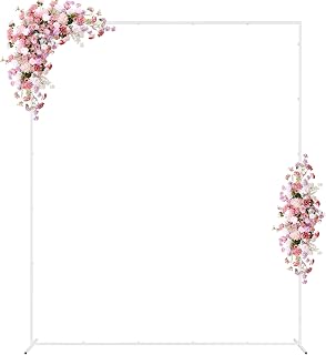 Wokceer Square Wedding Arch Backdrop Stand White Metal Arch 7.2FT x 6FT