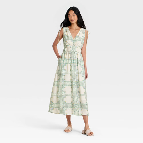 Women Side-Tie Midi Dress - A New Day