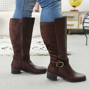 Women's Extra Wide Calf Pull On Side Zipper Knee High Boots  Flash Sale