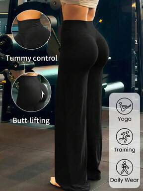 Women's High Waist Wide Leg Yoga Pants Flare Leg Tummy Control Butt Lift Elastic Slim Fit Gym Workout Casual Home Pants Sports Fall  Flash Sale