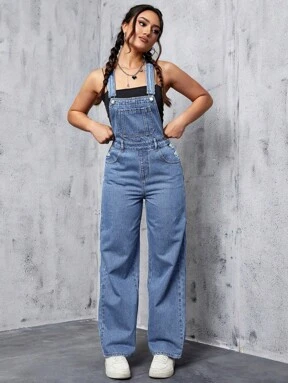 Women's Loose Fit Pocketed Wide Leg Casual Denim Jumpsuit  70% OFF