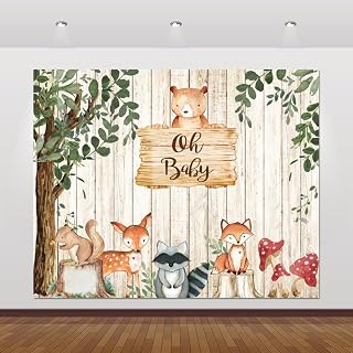 Woodland Baby Shower Backdrop 10x8ft Baby Shower Decorations Banner for Boy Girl Jungle Safari Animal Background Woodland Creature Forest Backdrops Decor