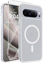 WRJ for Pixel 11 Case/Pixel 11 Pro Case+Screen Protector,Matte Clear | Fit for Pixelsnap Compatible with Magsafe Military Grade Drop Protection Slim Fit Translucent Matte Shockproof Case