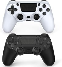 Wuthur 2 Pack Wireless Controller Compatible with PS4 / Pro/Slim (Black & White)