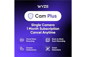 Wyze Security Plan - Cam Plus | 1 Camera | 1 Month Subscription. AI features | Smart Detection for Person, Pet, Package, Vehicle and Glass Break | Security Surveillance and Monitoring | Rolling 14 Days Event Video Recording | Activation Required | Cancel 