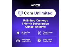 Wyze Security Plan - Cam Unlimited | Unlimited Cameras | 1 Month Subscription. Full AI features | Facial Recognition for Friendly Faces | Smart Detection for Person, Pet, Package, Vehicle and Glass Break | Security Surveillance and Monitoring | Rolling 14