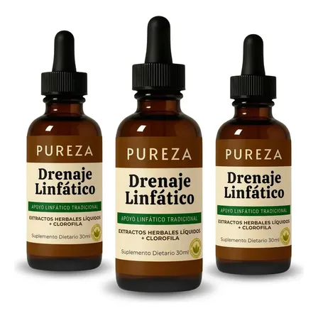 X3 Gotas Pureza Drenaje Linf&aacute;tico Hinchaz&oacute;n Abdomen 30ml Neutro