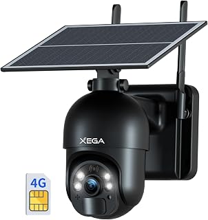 Xega 4G LTE Cellular Security Camera Built-in SIM Card No Wi-Fi Camera | 2K HD Wireless Camera Outdoor Solar Color Night Vision PTZ 360&deg; View, Smart PIR Motion Detection, 2-Way Talk, No WiFi, IP66