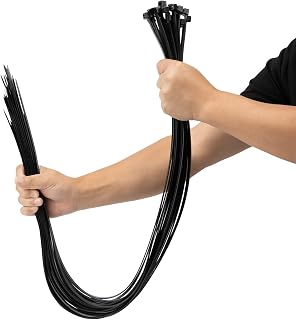 XINGO 48 inch Black Zip Ties Heavy Duty 25 PCS, 200 LBS Ultra Strong Plastic Wire Ties, Large Cable Ties Extra Long Tie Wraps, Indoor and Outdoor UV Resistant