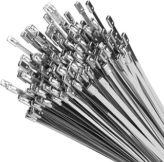 XINGO 8 inch Metal Zip Ties (200 Pack), 304 Stainless Steel Heavy Duty Zip Ties, 300lbs Tensile Strength, Multi-Purpose Self-locking Cable Ties for Exhaust Wrap, Outdoor and Canopy Etc