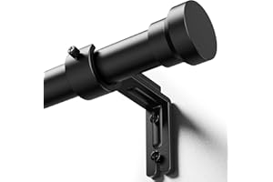 YaFex Curtain Rods 32-144 Inch, Heavy Duty 1 Inch Adjustable Curtain Rod for Windows, Black Extra Long Window Treatment Rods, Modern Design, Easy Installation
