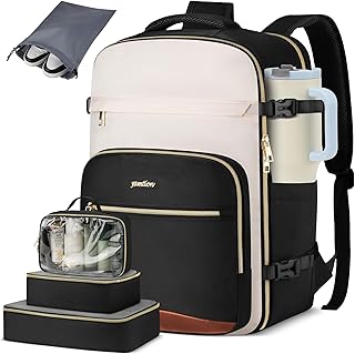 YAMTION 42L Large Travel Backpack for Women,Carry On Luggage with 4 Packing Cubes, Airline Approved Weekender Bookbags for Personal Items fits 18 Inch Laptop
