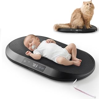 YauYik Baby Scale, Accurate Baby Scales for Weighing Newborn & Pets, Digital Weight Scale for Cat, Puppy, Up to 88lbs, with 60" Tape Measure，Hold Function, 5 Units, LED Screen