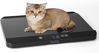 YauYik Digital Pet Scale, Baby Scale with Non-Slip Mat, Up to 40kg, Black | High Precision Puppy Whelping Scale for Kittens, and Crawl Pet, 5 Units, LED Display, Hold Function（Batteries Included）