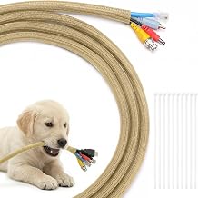 Yecaye 10ft - 1/2 inch Cord Protectors from Pets no Chew, Gold | Split Cable Management Sleeves, Wire Loom Tubing for TV USB Cord Protector, Cord Covers for Pets Bite-Resistant