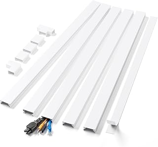 Yecaye 70.8n Cord Hider for 3-4 Wires on Wall, W1.18in H0.67in, White | TV Cord Covers, large Wire Covers for Cords on Wall, Paintable Cable Raceway for Home & Office