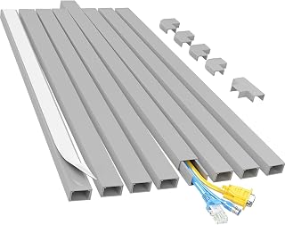 Yecaye Cord Covers for Wires on Wall, 113in, W0.95in H0.55in, Grey | TV Cord Hider, Medium Cord Organizer for 2-3 Wires, Cable Management Kit, Easy Install