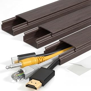 Yecaye TV Cord Hider, 42in Cord Cover, Large Cable Hider, Wire Covers for 4 Cords, Cable Raceway Wire Hider, Wire Hiders for TV on Wall, Cable Cover Cord Concealer, W1.18in H0.6in, Darkwood