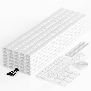 Yecaye TV Cord Hider Wall Mounted, 472in Cord Cover, W0.98in H0.51in, White