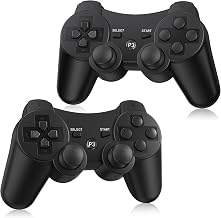 Yinjie 2 Pack Wireless Controller for PS3, Compatible with Playstation 3 | with 2 Charging Cables (black)