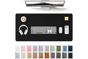 YSAGi Leather Desk Protector, Office Mat, Large Mouse Mat, Non-Slip PU Leather Blotter, Laptop Desk Mat, Waterproof Writing Pad for Office and Home (Black, 31.5" x 15.8")