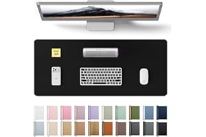 YSAGi Leather Office Desk Pad Protector, Large Mouse Pad, Non-Slip, PU Leather, Laptop Desk Blotter, Waterproof Writing Pad for Office and Home, Black, 23.6" x 13.8"