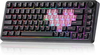 YUNZII B75 PRO 75% Wireless Mechanical Keyboard (Black Heart, MilkV2) | Hot Swap Keyboard with Knob, Gasket Mount, Creamy Pre-lubed Switch for Smooth Typing, BT/USB-C/2.4G, for Gaming