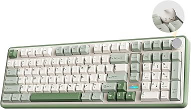 YUNZII B98 PRO QMK/VIA Wireless Mechanical Gaming Keyboard,96% Layout with Numpad and Cute Cat Knob, BT/2.4G/USB-C,Linear Switch Hot Swap Gasket,RGB for Win/Mac (Matcha Green, Candy Linear Switch)