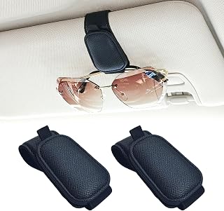 Yuoyar 2 Packs Magnetic Sunglass Holder for Car Visor (Black) | Magnetic Interior Car Accessories